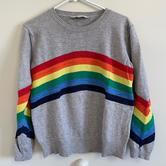 Davi Dani Sparkle Rainbow Sweater In 